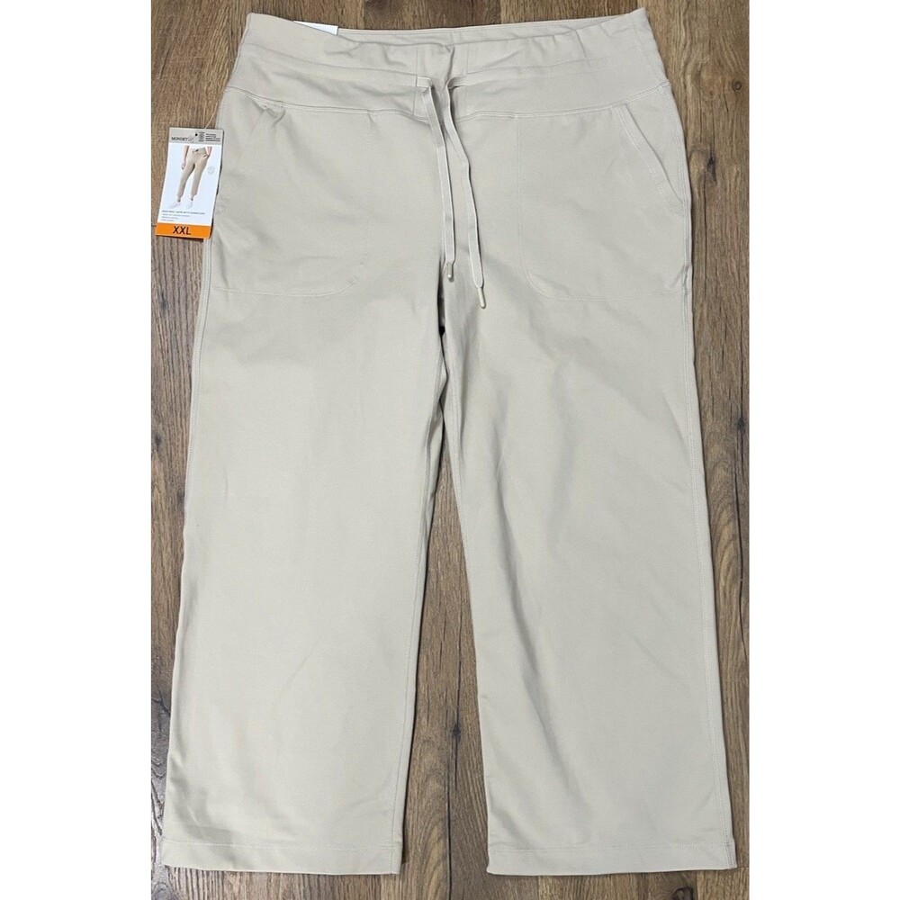 NWT New Mondetta Women's XXL High-Rise with Drawcord Capri Feather Gray Cropped